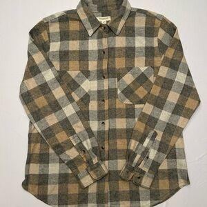 Sally Shaket Plaid Button-Up - Brown and Gray